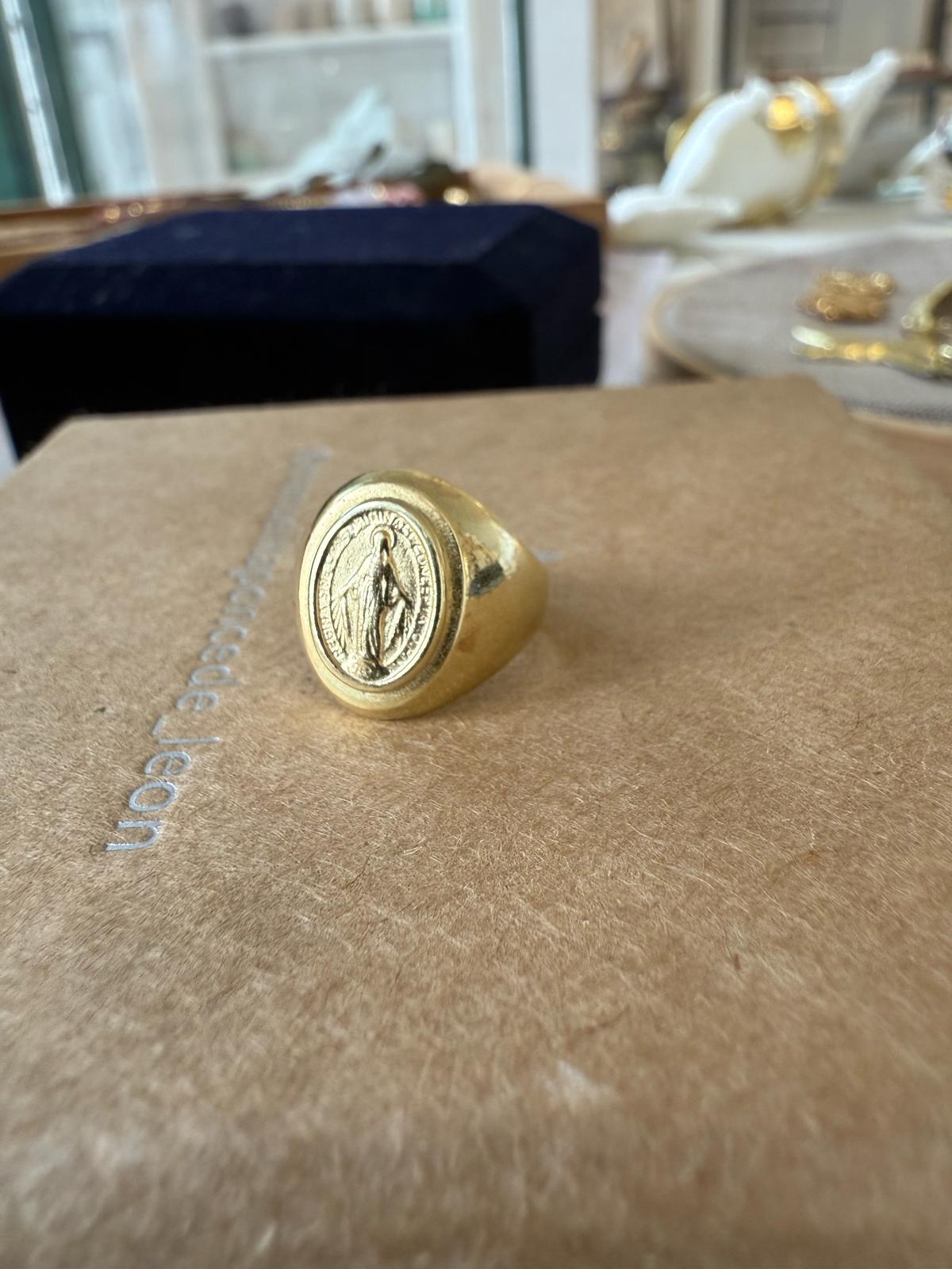 PRE ORDEN Anillo Sello Milagrosa Oro