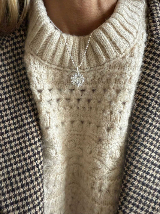 Pre Orden Collar Flor con cadena de balines plata .925